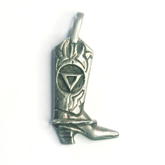 unbranded Jewelry - Vintage Sterling Silver Cowboy Boot Pendant Triangle in a Circle Symbol